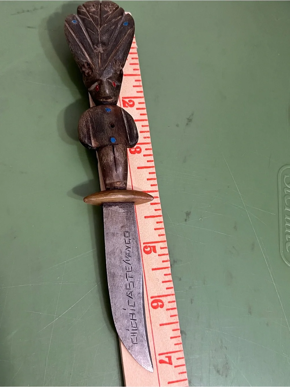 Vintage Mayan Handmade Knife Chichicastenango Guatemala Horn Carved
